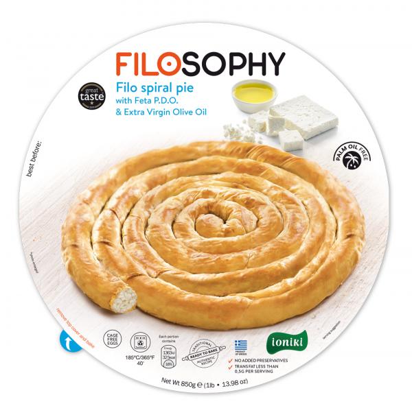Filo spiral pie with Feta P.D.O. & Extra Virgin Olive Oil